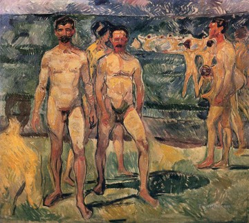 hombres bañándose 1907 Desnudo abstracto Pinturas al óleo